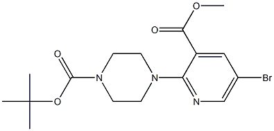 tert-butyl 4-[5-bromo-3-(methoxycarbonyl)-2-pyridinyl]tetrahydro-1(2H)-pyrazinecarboxylate 结构式