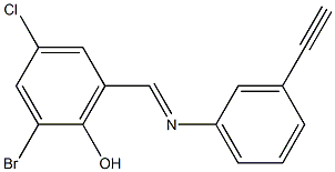 2-bromo-4-chloro-6-{[(3-eth-1-ynylphenyl)imino]methyl}phenol,,结构式