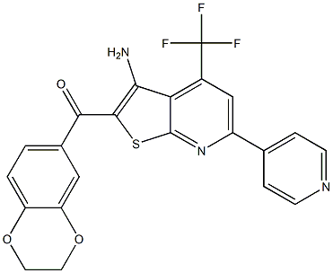 [3-amino-6-(4-pyridinyl)-4-(trifluoromethyl)thieno[2,3-b]pyridin-2-yl](2,3-dihydro-1,4-benzodioxin-6-yl)methanone,,结构式