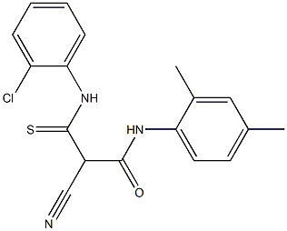 N1-(2,4-dimethylphenyl)-3-(2-chloroanilino)-2-cyano-3-thioxopropanamide Structure