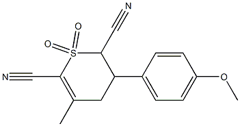 3-(4-methoxyphenyl)-5-methyl-1,1-dioxo-1,2,3,4-tetrahydro-1lambda~6~-thiine-2,6-dicarbonitrile Structure