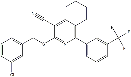 3-[(3-chlorobenzyl)sulfanyl]-1-[3-(trifluoromethyl)phenyl]-5,6,7,8-tetrahydro-4-isoquinolinecarbonitrile 结构式