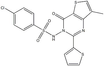 N1-[7-methyl-4-oxo-2-(2-thienyl)-3,4-dihydrothieno[3,2-d]pyrimidin-3-yl]-4- chlorobenzene-1-sulfonamide Structure