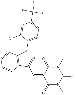 5-({1-[3-chloro-5-(trifluoromethyl)-2-pyridinyl]-1H-isoindol-3-yl}methylene)-1,3-dimethyl-2,4,6(1H,3H,5H)-pyrimidinetrione,,结构式