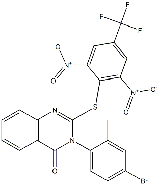 3-(4-bromo-2-methylphenyl)-2-{[2,6-dinitro-4-(trifluoromethyl)phenyl]thio}-3,4-dihydroquinazolin-4-one,,结构式