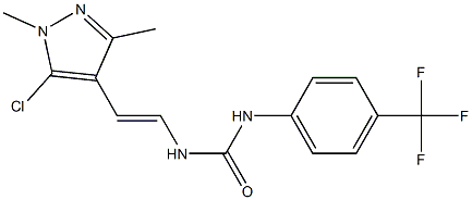 N-[2-(5-chloro-1,3-dimethyl-1H-pyrazol-4-yl)vinyl]-N'-[4-(trifluoromethyl)phenyl]urea Struktur