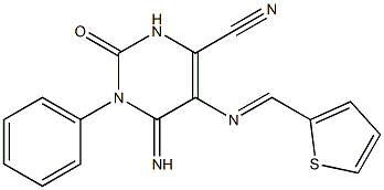 6-imino-2-oxo-1-phenyl-5-{[(E)-2-thienylmethylidene]amino}-1,2,3,6-tetrahydro-4-pyrimidinecarbonitrile