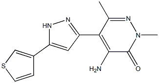 4-amino-2,6-dimethyl-5-[5-(3-thienyl)-1H-pyrazol-3-yl]-2,3-dihydropyridazin-3-one Struktur