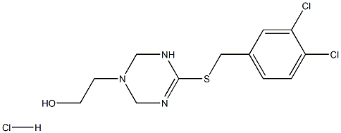 2-{4-[(3,4-dichlorobenzyl)thio]-1,2,3,6-tetrahydro-1,3,5-triazin-1-yl}ethan-1-ol hydrochloride Structure