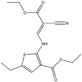ethyl 2-[(2-cyano-3-ethoxy-3-oxoprop-1-enyl)amino]-5-ethylthiophene-3-carbo xylate Struktur