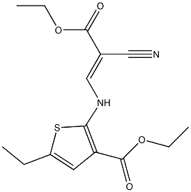 ethyl 2-[(2-cyano-3-ethoxy-3-oxoprop-1-enyl)amino]-5-ethylthiophene-3-carbo xylate 化学構造式