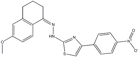 6-methoxy-1,2,3,4-tetrahydronaphthalen-1-one 1-[4-(4-nitrophenyl)-1,3-thiaz ol-2-yl]hydrazone,,结构式