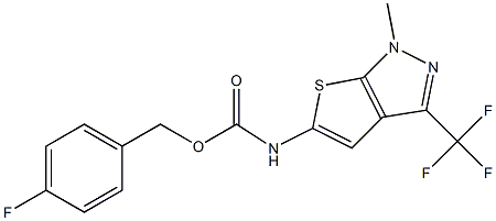 4-fluorobenzyl N-[1-methyl-3-(trifluoromethyl)-1H-thieno[2,3-c]pyrazol-5-yl]carbamate Structure