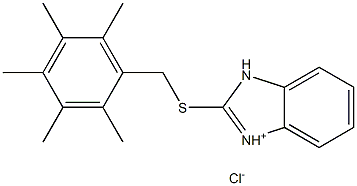 2-[(2,3,4,5,6-pentamethylbenzyl)thio]-3H-benzo[d]imidazol-1-ium chloride,,结构式