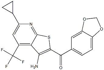 [3-amino-6-cyclopropyl-4-(trifluoromethyl)thieno[2,3-b]pyridin-2-yl](1,3-benzodioxol-5-yl)methanone 结构式