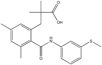 3-(3,5-dimethyl-2-{[3-(methylthio)anilino]carbonyl}phenyl)-2,2-dimethylpropanoic acid 结构式