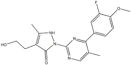  2-[4-(3-fluoro-4-methoxyphenyl)-5-methyl-2-pyrimidinyl]-4-(2-hydroxyethyl)-5-methyl-1,2-dihydro-3H-pyrazol-3-one