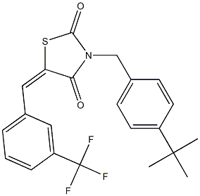 3-[4-(tert-butyl)benzyl]-5-{(E)-[3-(trifluoromethyl)phenyl]methylidene}-1,3-thiazolane-2,4-dione Structure