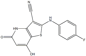 2-(4-fluoroanilino)-7-hydroxy-5-oxo-4,5-dihydrothieno[3,2-b]pyridine-3-carbonitrile Struktur