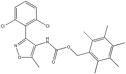  2,3,4,5,6-pentamethylbenzyl N-[3-(2,6-dichlorophenyl)-5-methylisoxazol-4-yl]carbamate