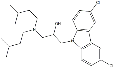 1-(3,6-dichloro-9H-carbazol-9-yl)-3-(diisopentylamino)propan-2-ol 化学構造式