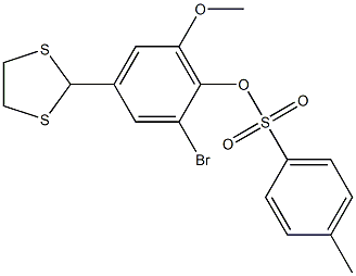 2-bromo-4-(1,3-dithiolan-2-yl)-6-methoxyphenyl 4-methylbenzene-1-sulfonate,,结构式