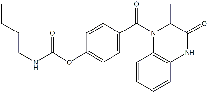 4-{[2-methyl-3-oxo-3,4-dihydro-1(2H)-quinoxalinyl]carbonyl}phenyl N-butylcarbamate 化学構造式