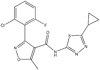 N4-(5-cyclopropyl-1,3,4-thiadiazol-2-yl)-3-(2-chloro-6-fluorophenyl)-5-methylisoxazole-4-carboxamide 结构式