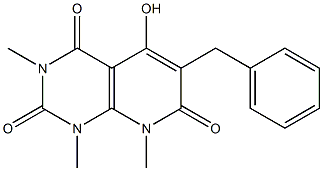 6-benzyl-5-hydroxy-1,3,8-trimethyl-1,2,3,4,7,8-hexahydropyrido[2,3-d]pyrimidine-2,4,7-trione,,结构式