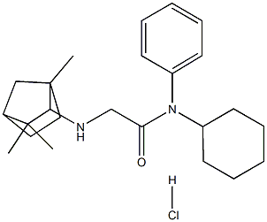 N-cyclohexyl-N-phenyl-2-[(1,3,3-trimethylbicyclo[2.2.1]hept-2-yl)amino]acetamide hydrochloride Struktur