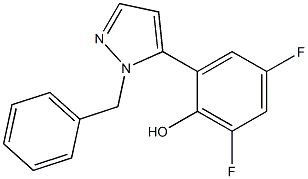 2-(1-benzyl-1H-pyrazol-5-yl)-4,6-difluorophenol Struktur