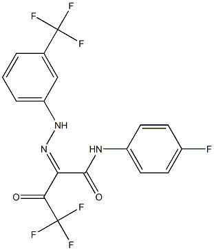 4,4,4-trifluoro-N-(4-fluorophenyl)-3-oxo-2-{(Z)-2-[3-(trifluoromethyl)phenyl]hydrazono}butanamide 化学構造式