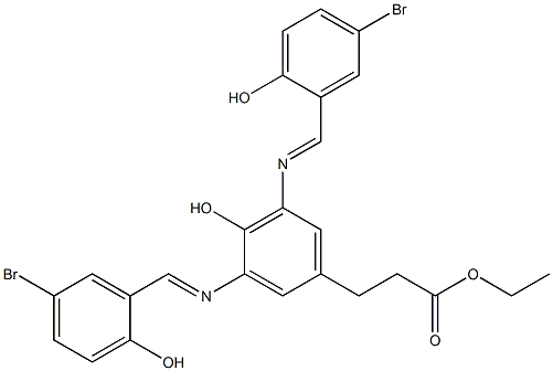 ethyl 3-{3,5-di[(5-bromo-2-hydroxybenzylidene)amino]-4-hydroxyphenyl}propanoate Structure