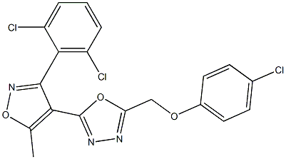2-[(4-chlorophenoxy)methyl]-5-[3-(2,6-dichlorophenyl)-5-methyl-4-isoxazolyl]-1,3,4-oxadiazole,,结构式
