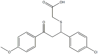 2-{[1-(4-chlorophenyl)-3-(4-methoxyphenyl)-3-oxopropyl]thio}acetic acid 结构式