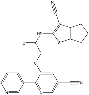 2-[(5-cyano-2,3'-bipyridin-6-yl)thio]-N-(3-cyano-5,6-dihydro-4H-cyclopenta[b]thiophen-2-yl)acetamide 结构式