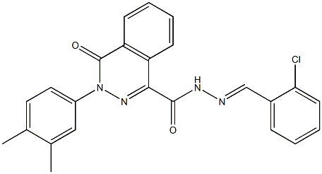 N'-[(E)-(2-chlorophenyl)methylidene]-3-(3,4-dimethylphenyl)-4-oxo-3,4-dihydro-1-phthalazinecarbohydrazide 化学構造式