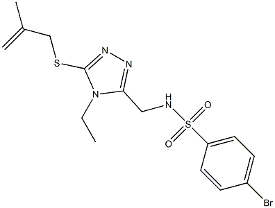 4-bromo-N-({4-ethyl-5-[(2-methyl-2-propenyl)sulfanyl]-4H-1,2,4-triazol-3-yl}methyl)benzenesulfonamide,,结构式