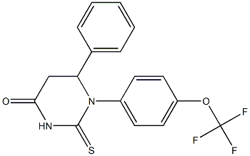 6-phenyl-2-thioxo-1-[4-(trifluoromethoxy)phenyl]hexahydropyrimidin-4-one Struktur