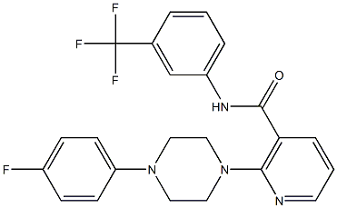 2-[4-(4-fluorophenyl)piperazino]-N-[3-(trifluoromethyl)phenyl]nicotinamide Struktur