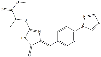 methyl 2-[(5-oxo-4-{(E)-[4-(1H-1,2,4-triazol-1-yl)phenyl]methylidene}-4,5-dihydro-1H-imidazol-2-yl)sulfanyl]propanoate 结构式