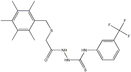  N1-[3-(trifluoromethyl)phenyl]-2-{2-[(2,3,4,5,6-pentamethylbenzyl)thio]acetyl}hydrazine-1-carbothioamide