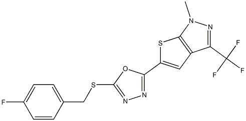 5-{5-[(4-fluorobenzyl)sulfanyl]-1,3,4-oxadiazol-2-yl}-1-methyl-3-(trifluoromethyl)-1H-thieno[2,3-c]pyrazole Structure