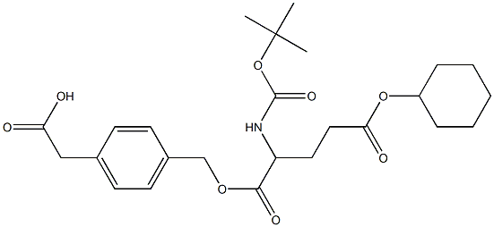 2-[4-({[2-[(tert-butoxycarbonyl)amino]-5-(cyclohexyloxy)-5-oxopentanoyl]oxy}methyl)phenyl]acetic acid,,结构式