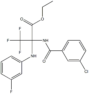 ethyl 2-[(3-chlorobenzoyl)amino]-3,3,3-trifluoro-2-(3-fluoroanilino)propanoate Struktur