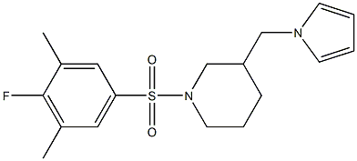 1-[(4-fluoro-3,5-dimethylphenyl)sulfonyl]-3-(1H-pyrrol-1-ylmethyl)piperidine 化学構造式