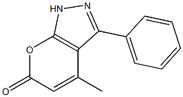 4-methyl-3-phenyl-1,6-dihydropyrano[2,3-c]pyrazol-6-one Struktur