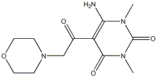 6-amino-1,3-dimethyl-5-(2-morpholinoacetyl)-2,4(1H,3H)-pyrimidinedione Struktur