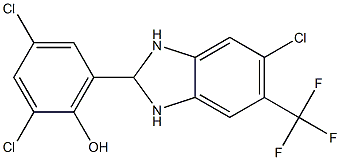 2,4-dichloro-6-[5-chloro-6-(trifluoromethyl)-2,3-dihydro-1H-benzo[d]imidazol-2-yl]phenol,,结构式