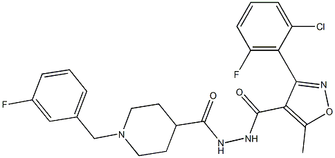 3-(2-chloro-6-fluorophenyl)-N'-{[1-(3-fluorobenzyl)-4-piperidinyl]carbonyl}-5-methyl-4-isoxazolecarbohydrazide 结构式